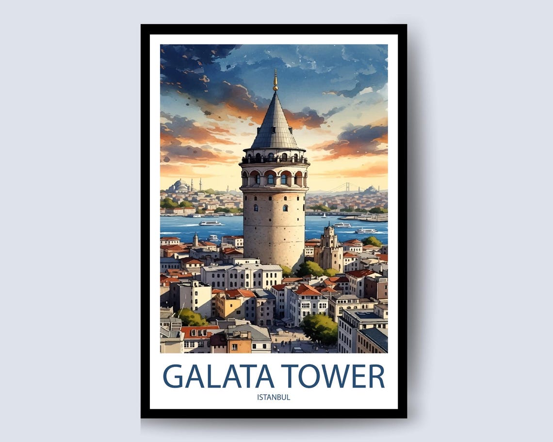 Galata Tower Istanbul Historic Stone Tower Cityscape Travel Poster
