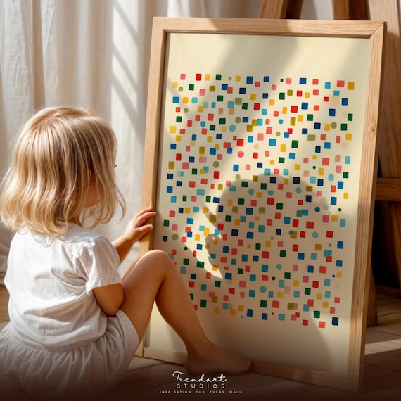 Colorful Confetti Dot Grid Playful Modern Abstract Art Poster