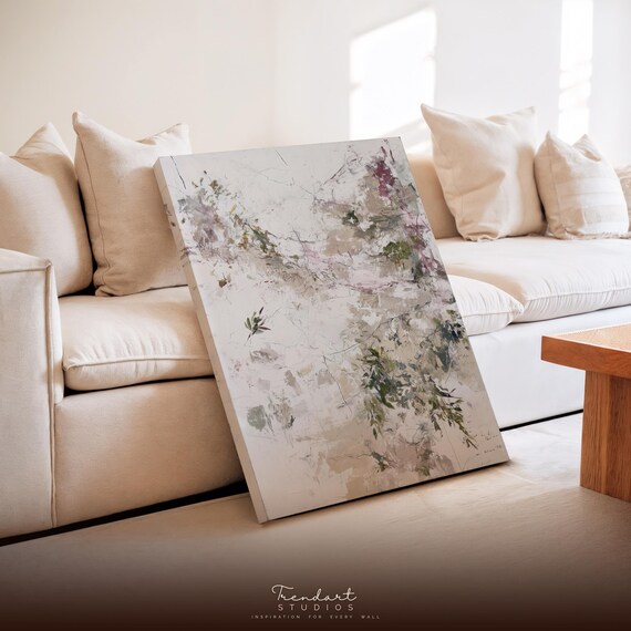 Vintage Abstract Floral Art Print, French Country Decor