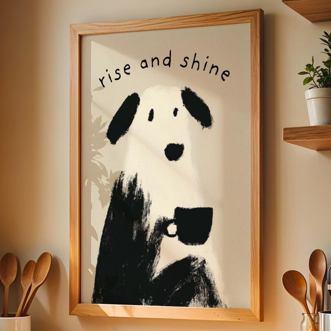 Dog Coffee Rise and Shine Minimalist Art Print