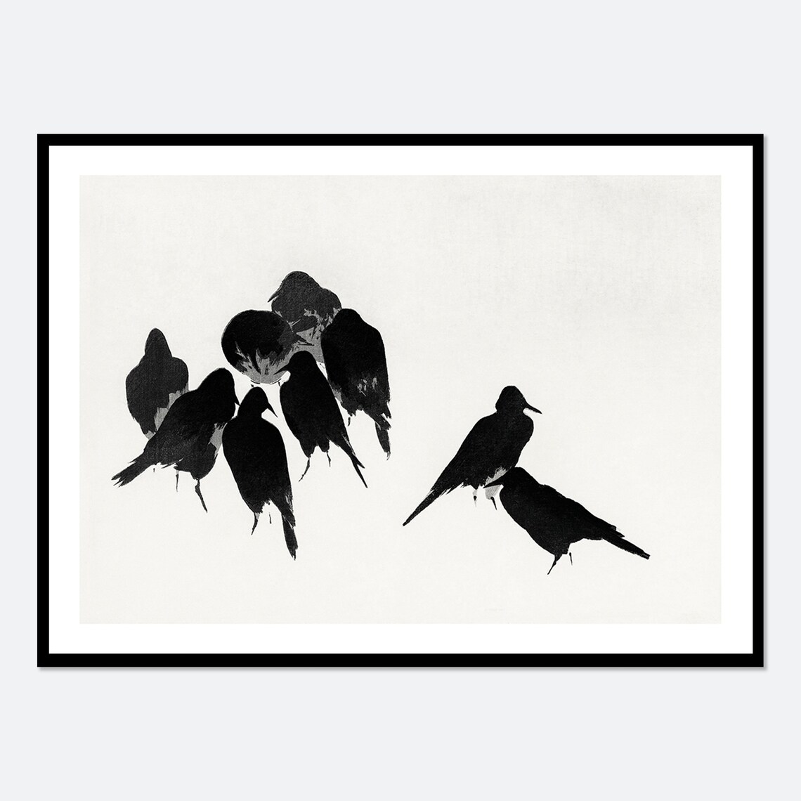 Crows by Watanabe Seitei, Vintage Japanese Woodblock Print