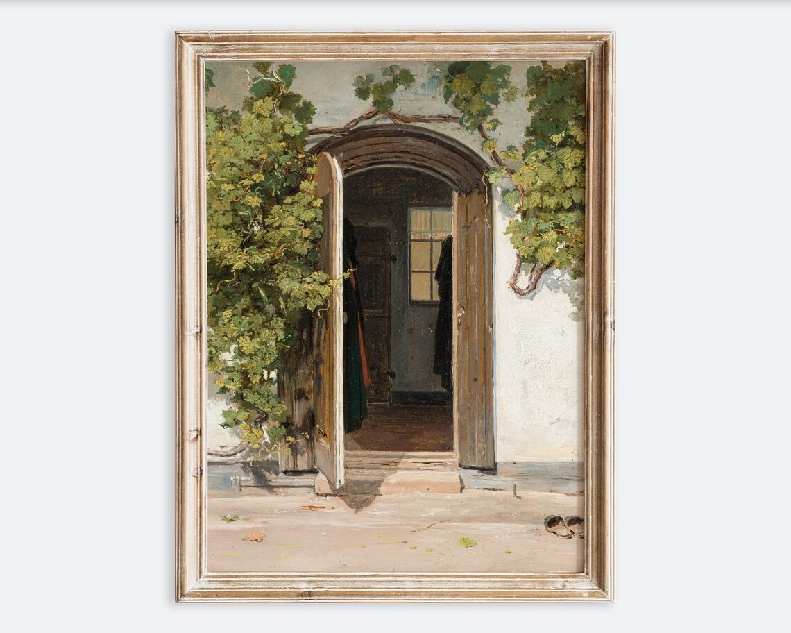 Vintage Rustic House Door Art Print, Farmhouse Decor