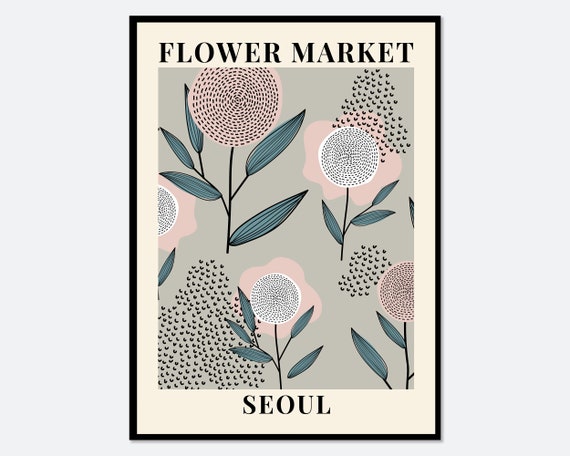 Flower Market Seoul Botanical Spring Floral Art Print