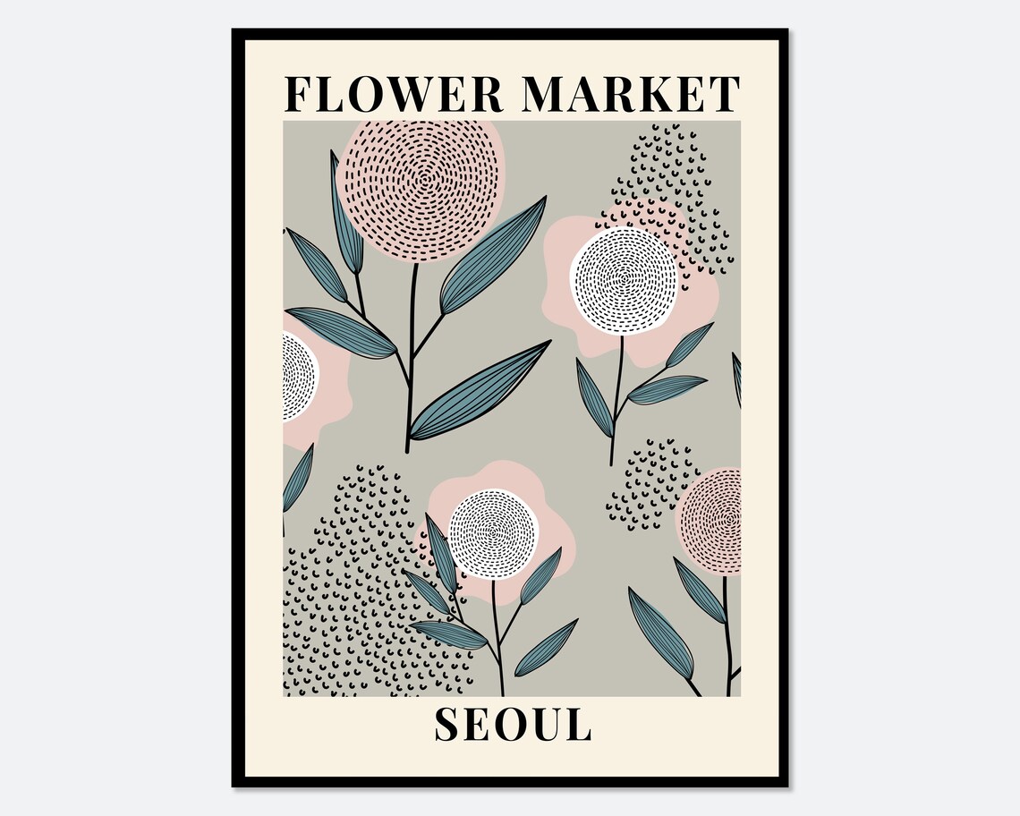 Flower Market Seoul Botanical Spring Floral Art Print