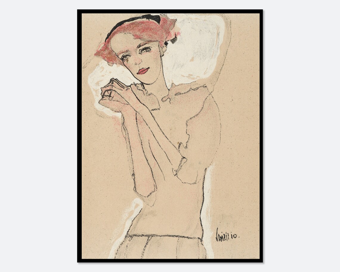 Egon Schiele Portrait Of A Woman Vintage Exhibition Poster