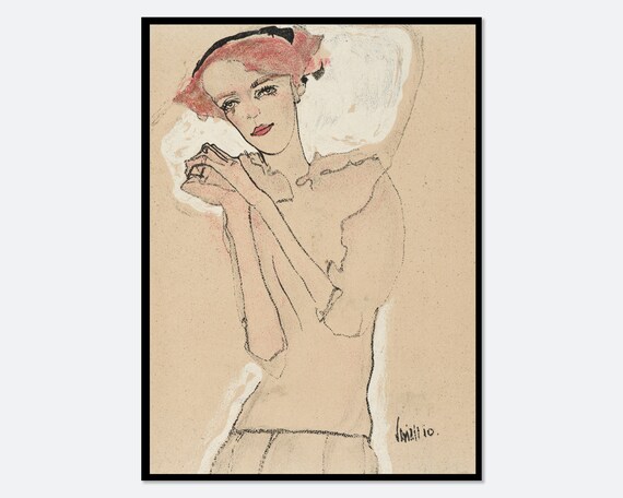 Egon Schiele Portrait Of A Woman Vintage Exhibition Poster