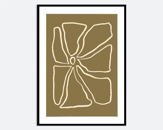 Brown Abstract Botanical Flower Wall Art Print Contemporary Minimal Line Hand Drawn Modern Floral Poster Spring Neutral Decor Ma121