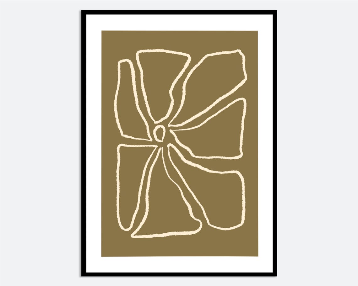 Brown Abstract Botanical Flower Wall Art Print Contemporary Minimal Line Hand Drawn Modern Floral Poster Spring Neutral Decor Ma121