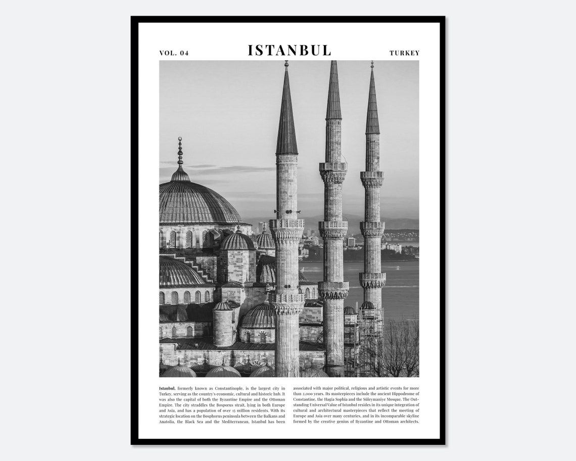 Istanbul Blue Mosque Turkey Black And White Photography Travel Art Print Istanbul Poster Istanbul Print Turkey Travel Poster Tp07
