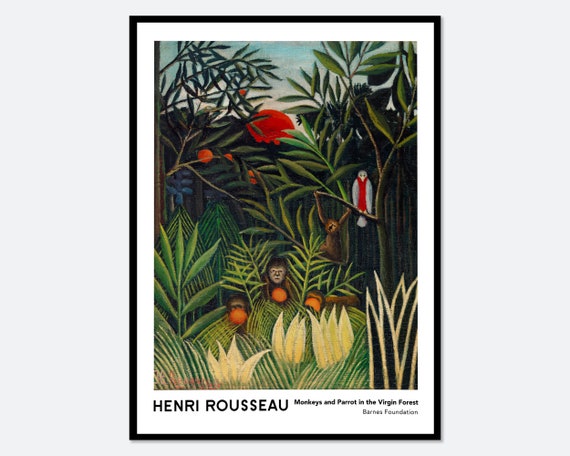 Henri Rousseau Monkeys And Parrot In The Virgin Forest Vintage Exhibition Poster Art Print Rousseau Print Rousseau Poster Painting Hr04