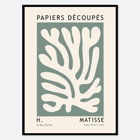 Papiers Decoupes H Matisse Sage Green Cut Out Exhibition Poster