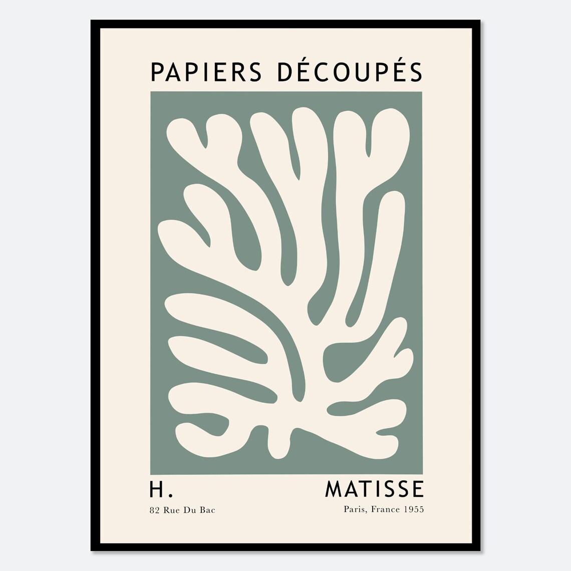 Papiers Decoupes H Matisse Sage Green Cut Out Exhibition Poster