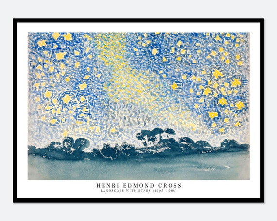 Henri Edmond Cross Art Print Henri Edmond Cross Poster Landscape With Stars Painting Vintage Poster Colorful Exhibition Poster Hc04