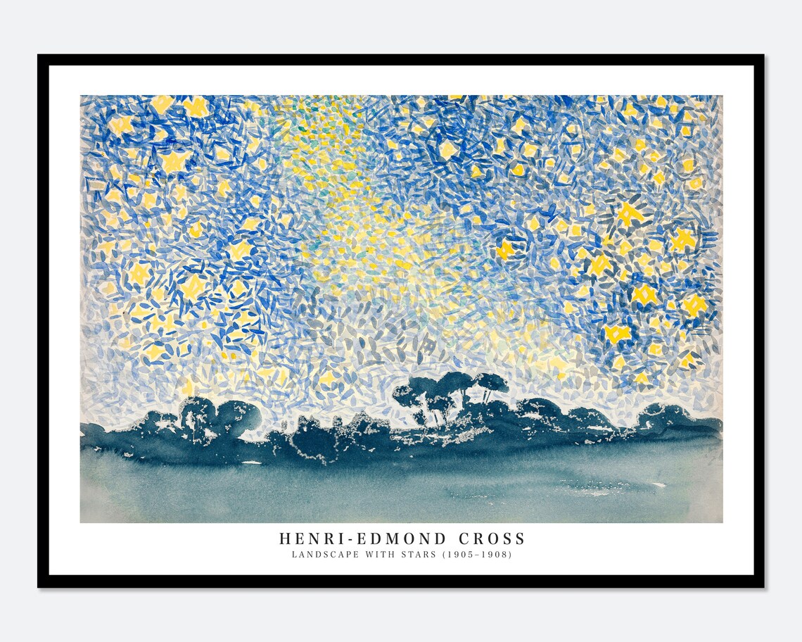 Henri Edmond Cross Landscape With Stars Night Sky 1905 Art Poster