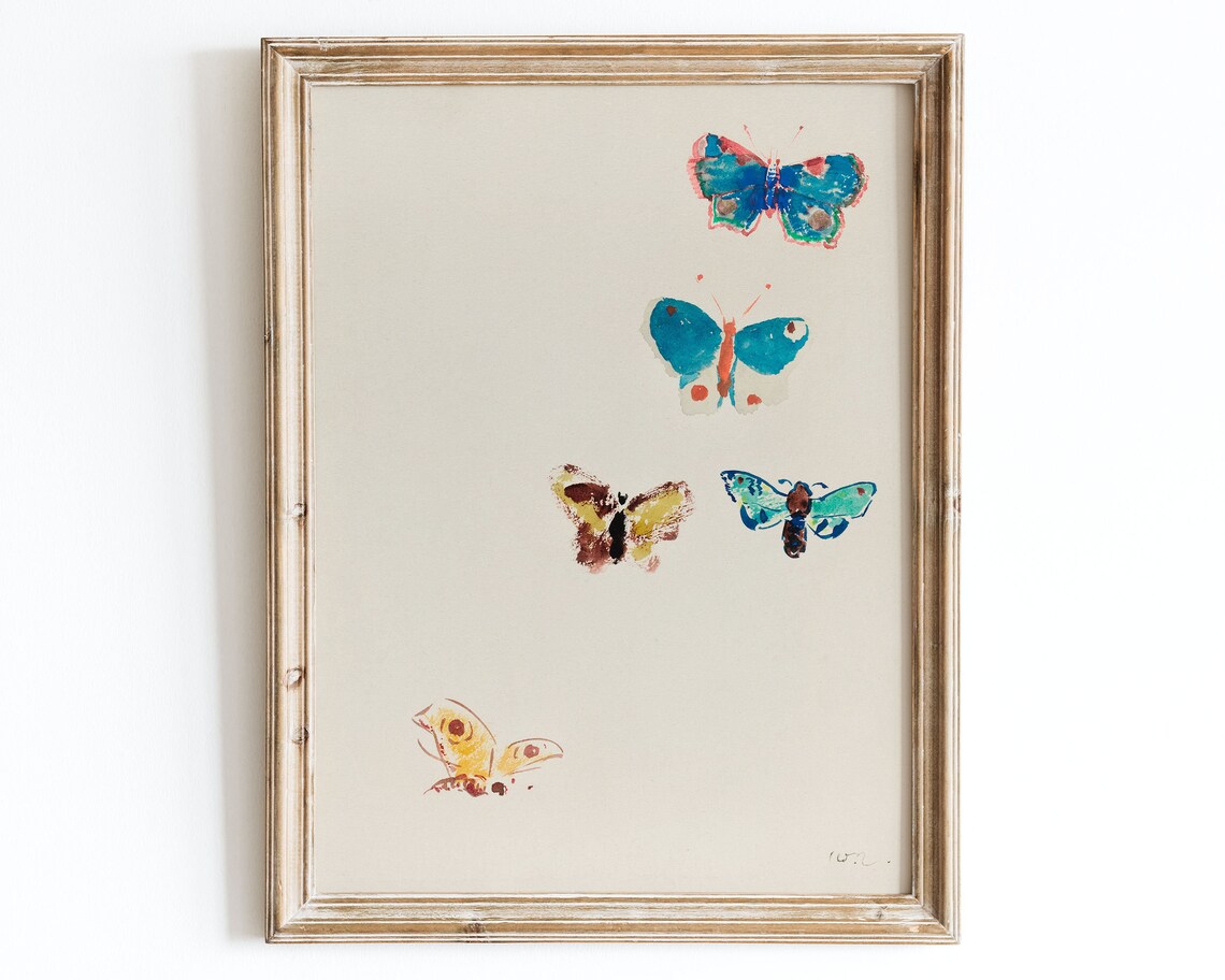 Odilon Redon Five Butterflies 1912 Art Print
