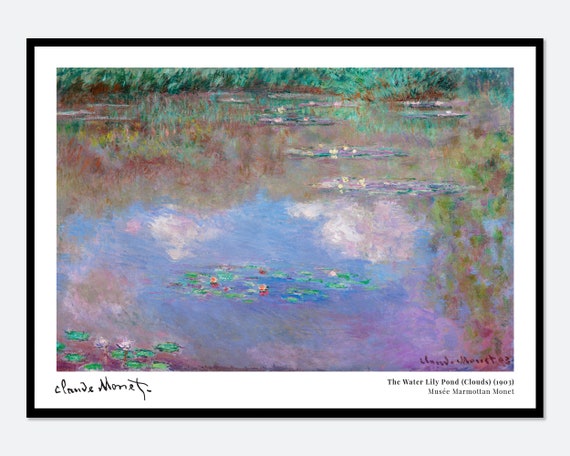 Monet The Water Lily Pond Clouds Vintage Exhibition Poster