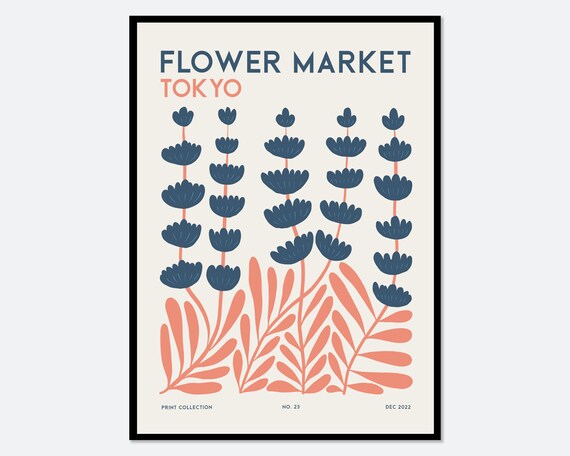 Flower Market Tokyo Colorful Abstract Botanical Flowers Art Print Matisse Style Floral Wall Art Poster Boho Nursery Print Fm112