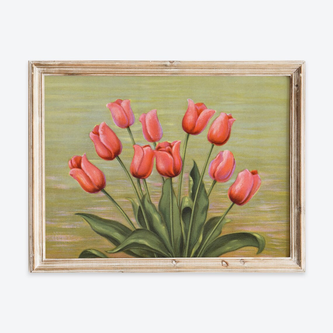 Vintage Red Tulips Antique Floral Still Life Painting Poster