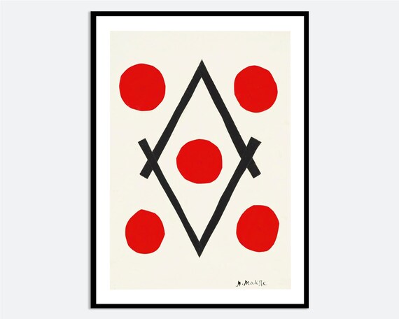 Henri Matisse Red Circles Black Geometric Abstract Cutout Art Print