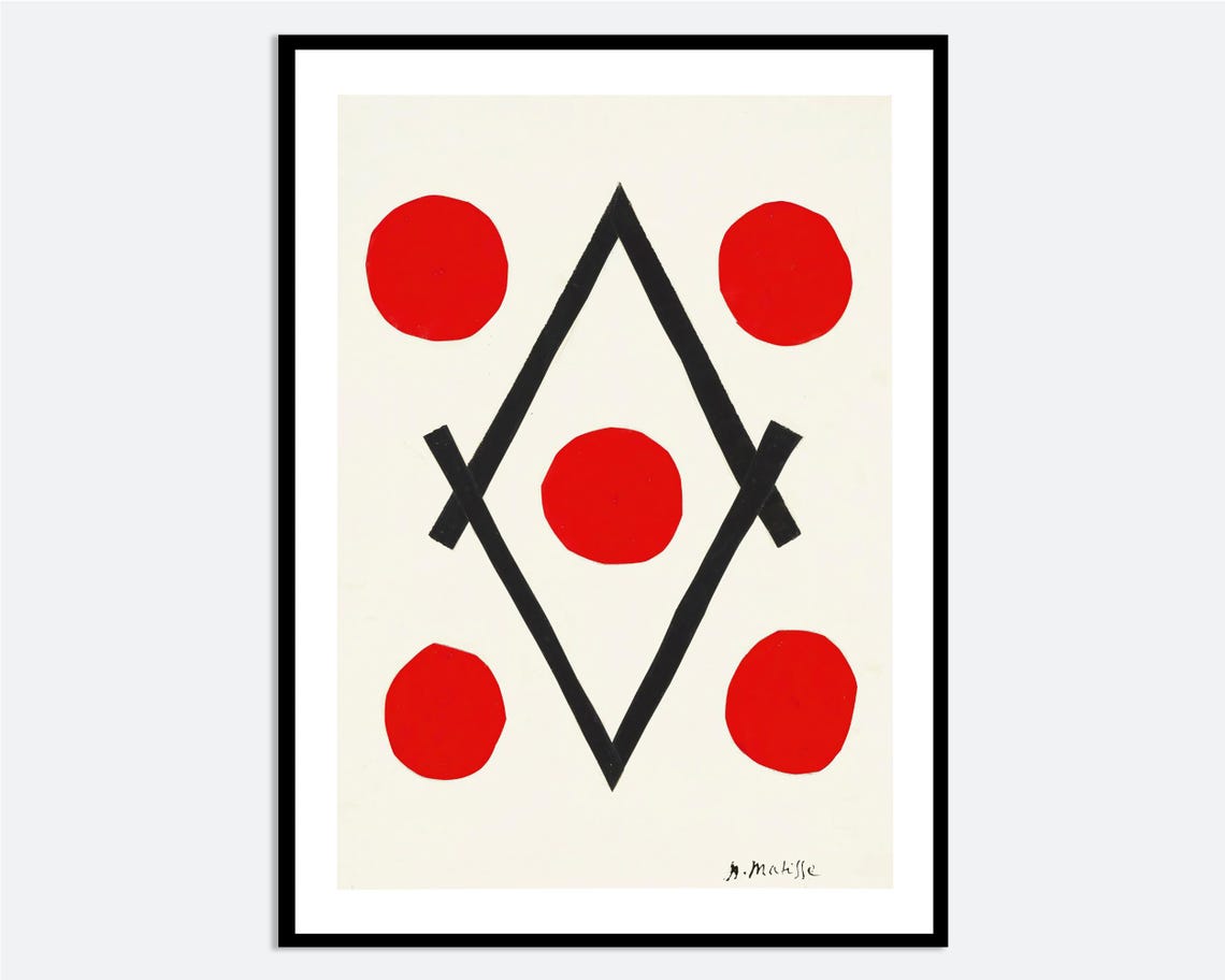 Henri Matisse Red Circles Black Geometric Abstract Cutout Art Print