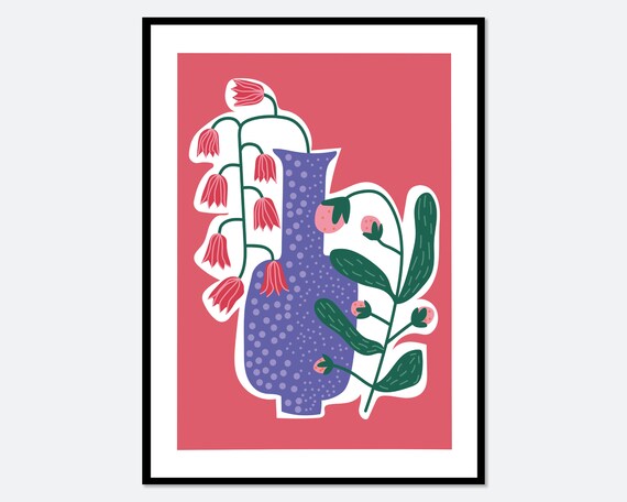 Flower Market Colorful Abstract Botanical Spring Flowers In Vase Wall Art Print Matisse Style Floral Poster Boho Nursery Print Fm115