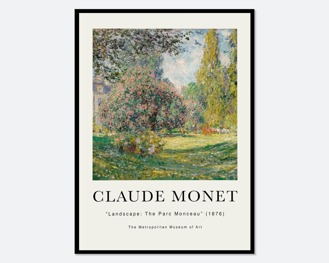 Monet Landscape The Parc Monceau, Vintage Poster