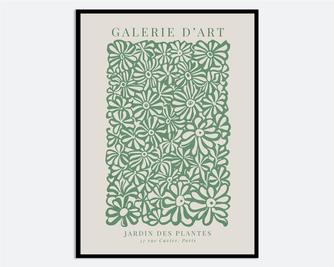Galerie D'Art Paris Jardin Des Plantes Green Floral Exhibition Poster
