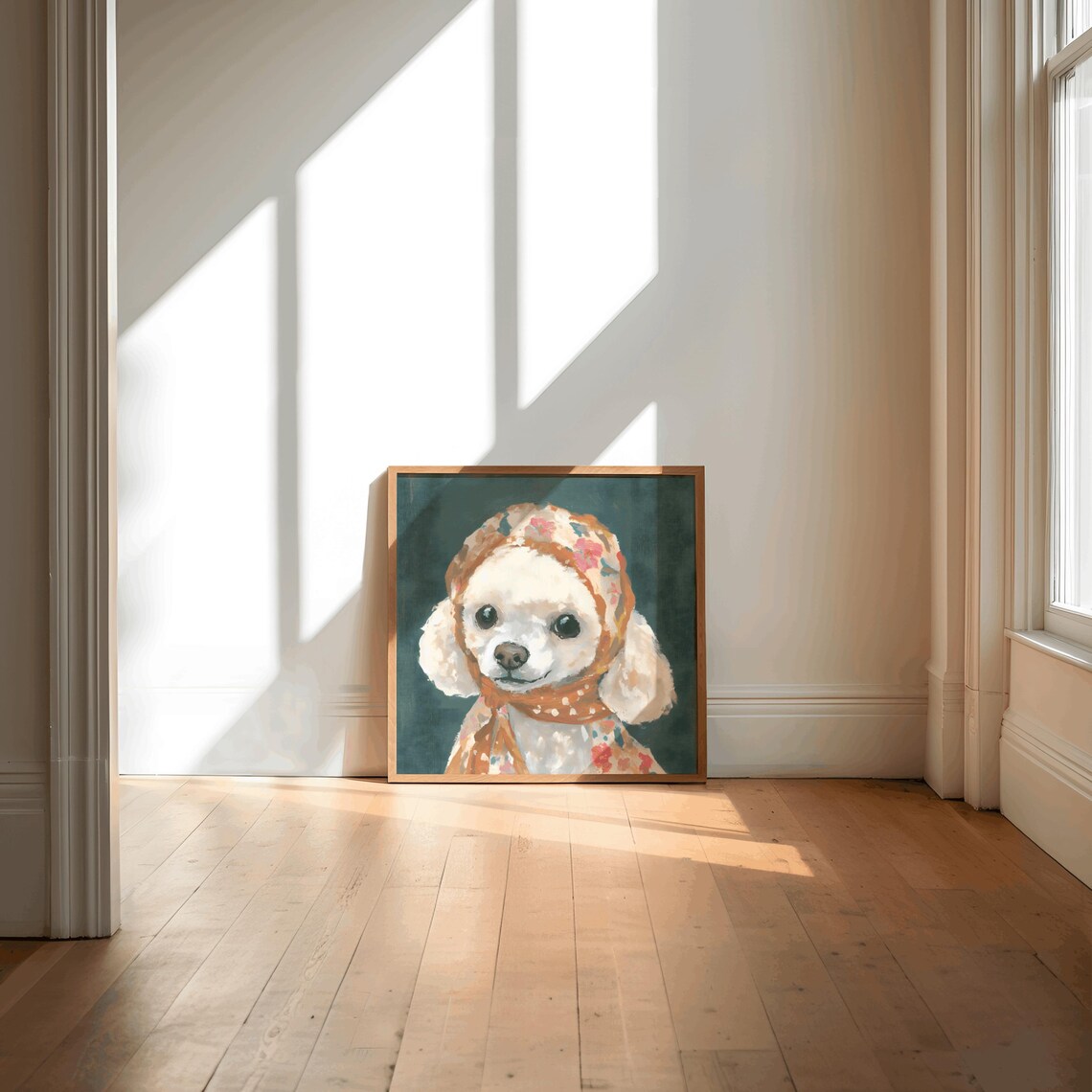 Poodle Babushka Dog Art, Dog Nursery Art