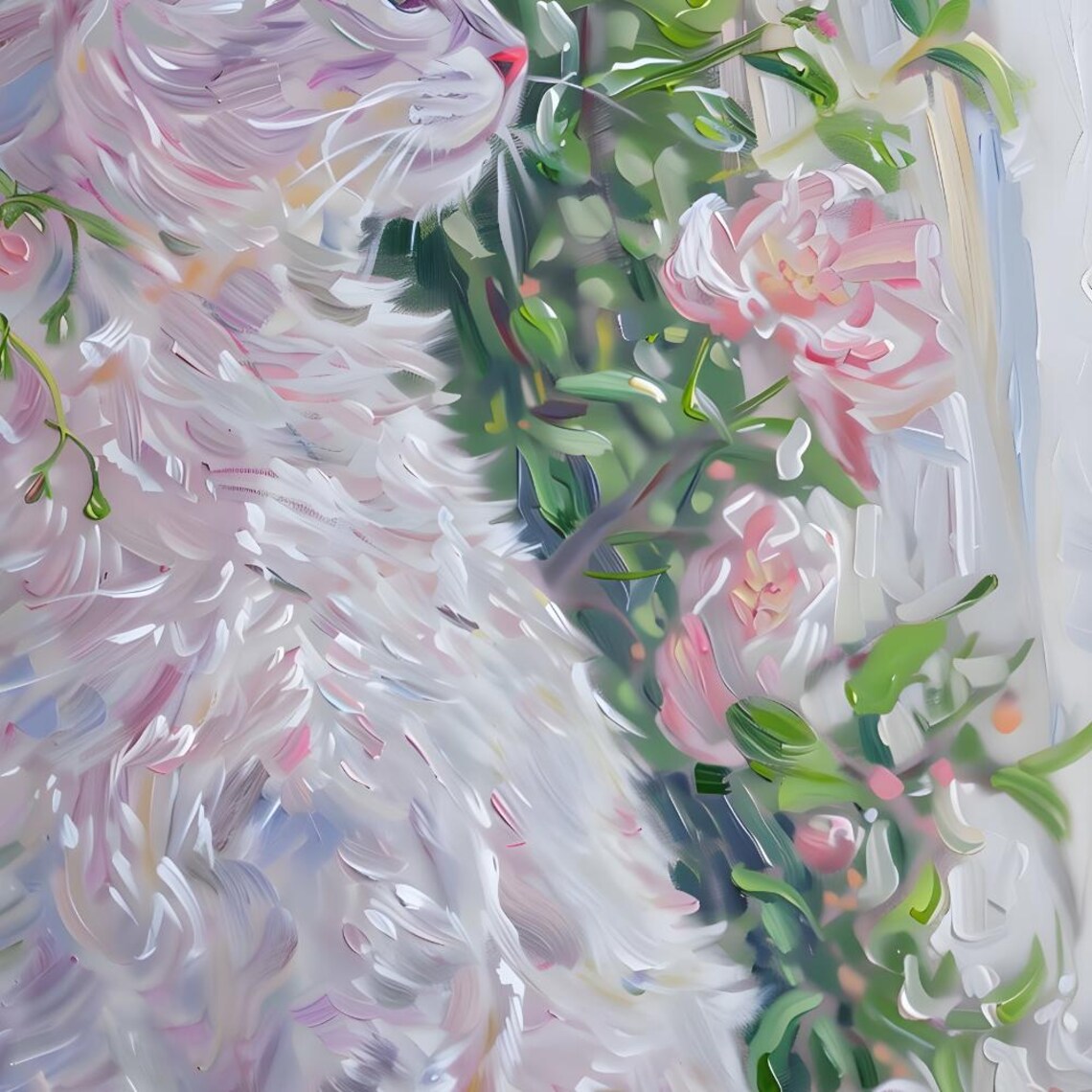 Farmhouse Cat Painting Floral Cottagecore Art Print - Image 3