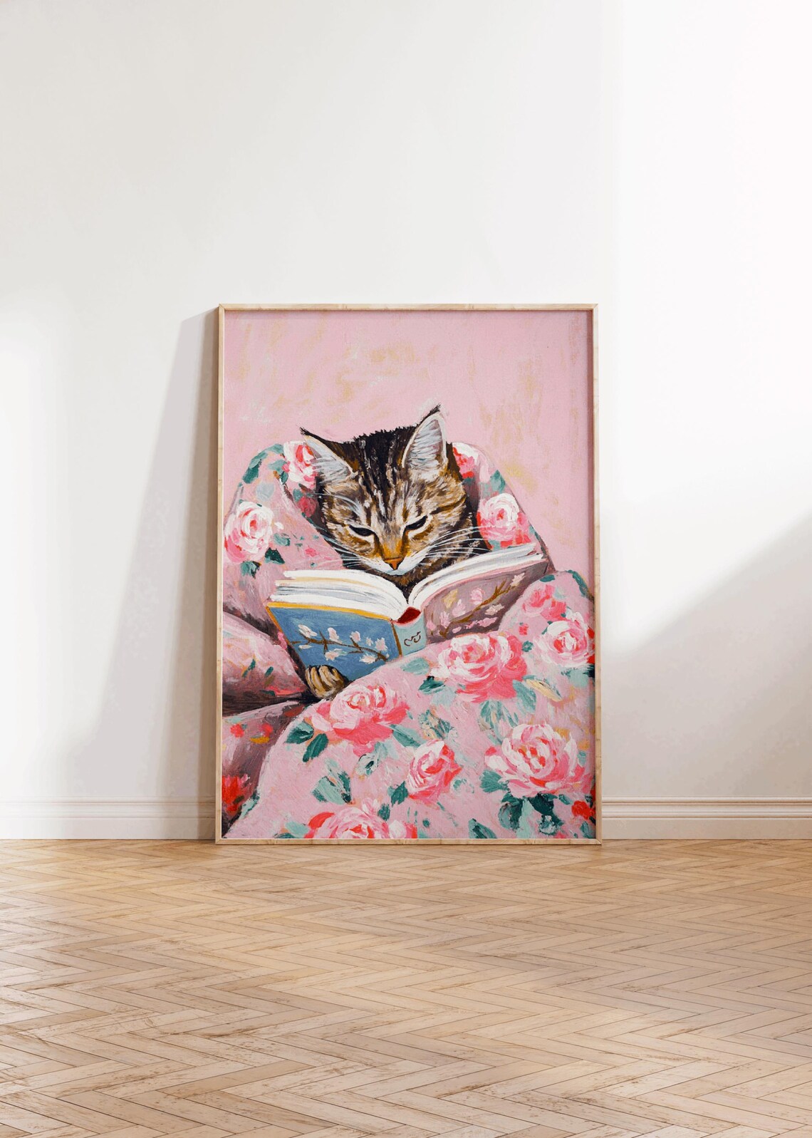 Tabby Cat Book Lover Art Print, Bookworm Decor - Image 2