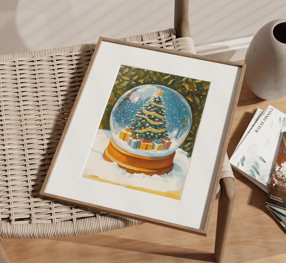 Christmas Tree Snow Globe Gifts Magical Winter Painting Poster - Image 3