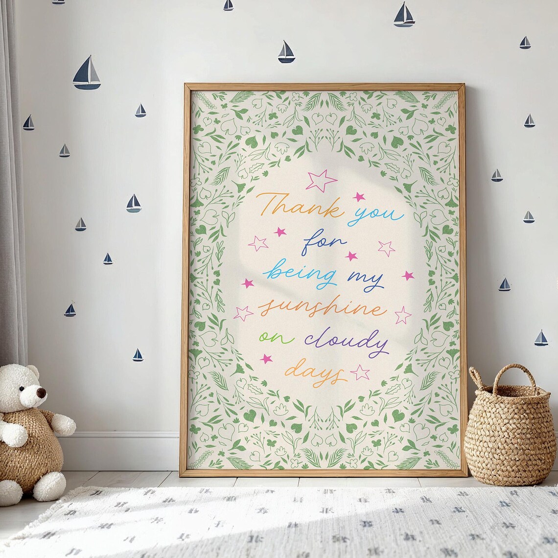 Thank You For Being My Sunshine Quote Nursery Kids Room Print