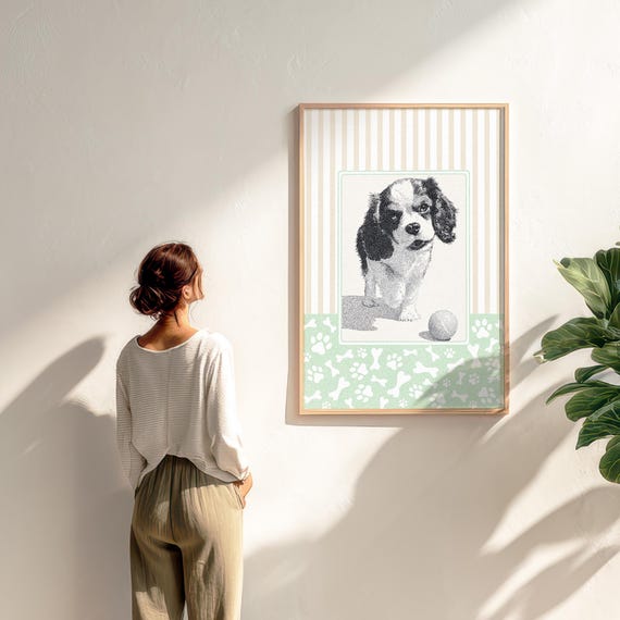 Spaniel Puppy Portrait Playful Dog Art Print For Nursery
