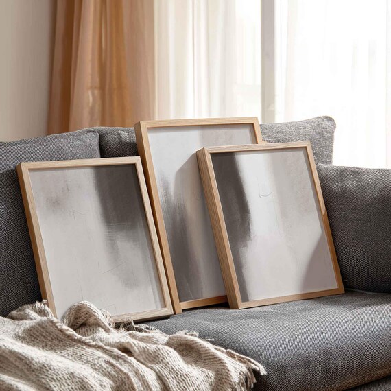 Neutral Brushstroke Gallery Wall Art Set Minimalist Taupe Ivory Prints