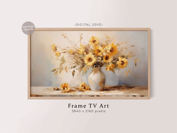 Sunflower Vase Still Life Rustic Farmhouse Kitchen Painting Poster