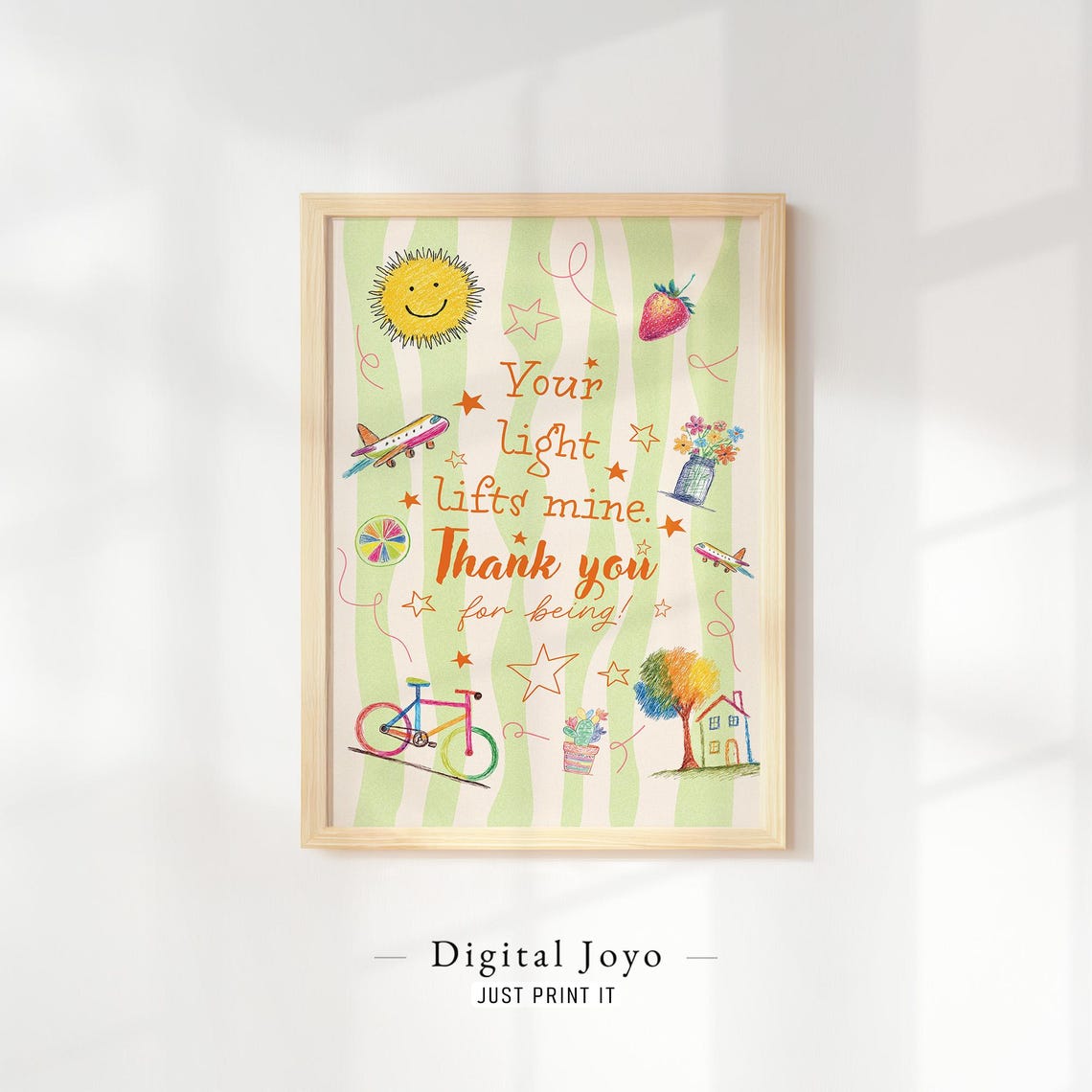 Your Light Lifts Mine Thank You Doodle Style Gratitude Quote Poster