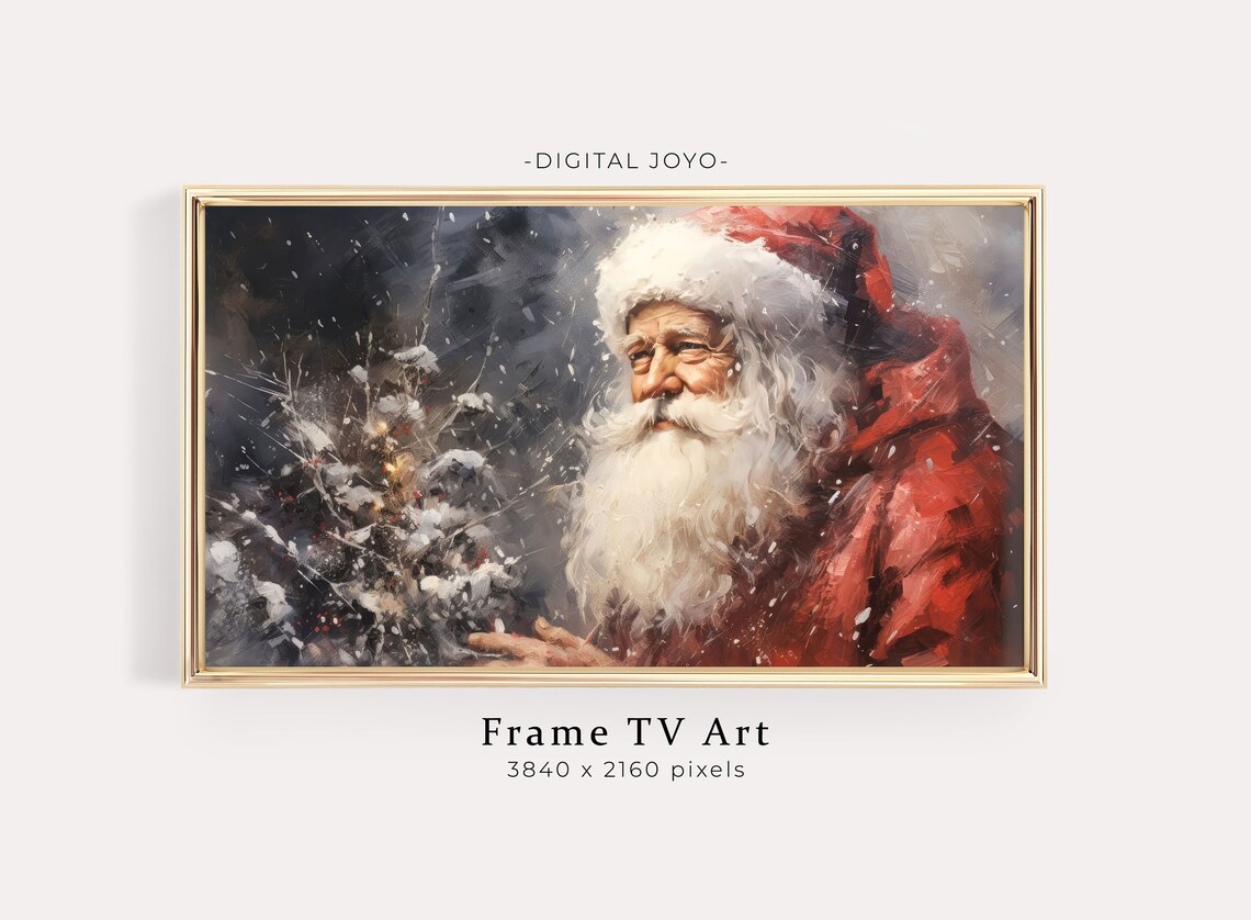Santa Painting Art Print, Farmhouse Christmas Decor