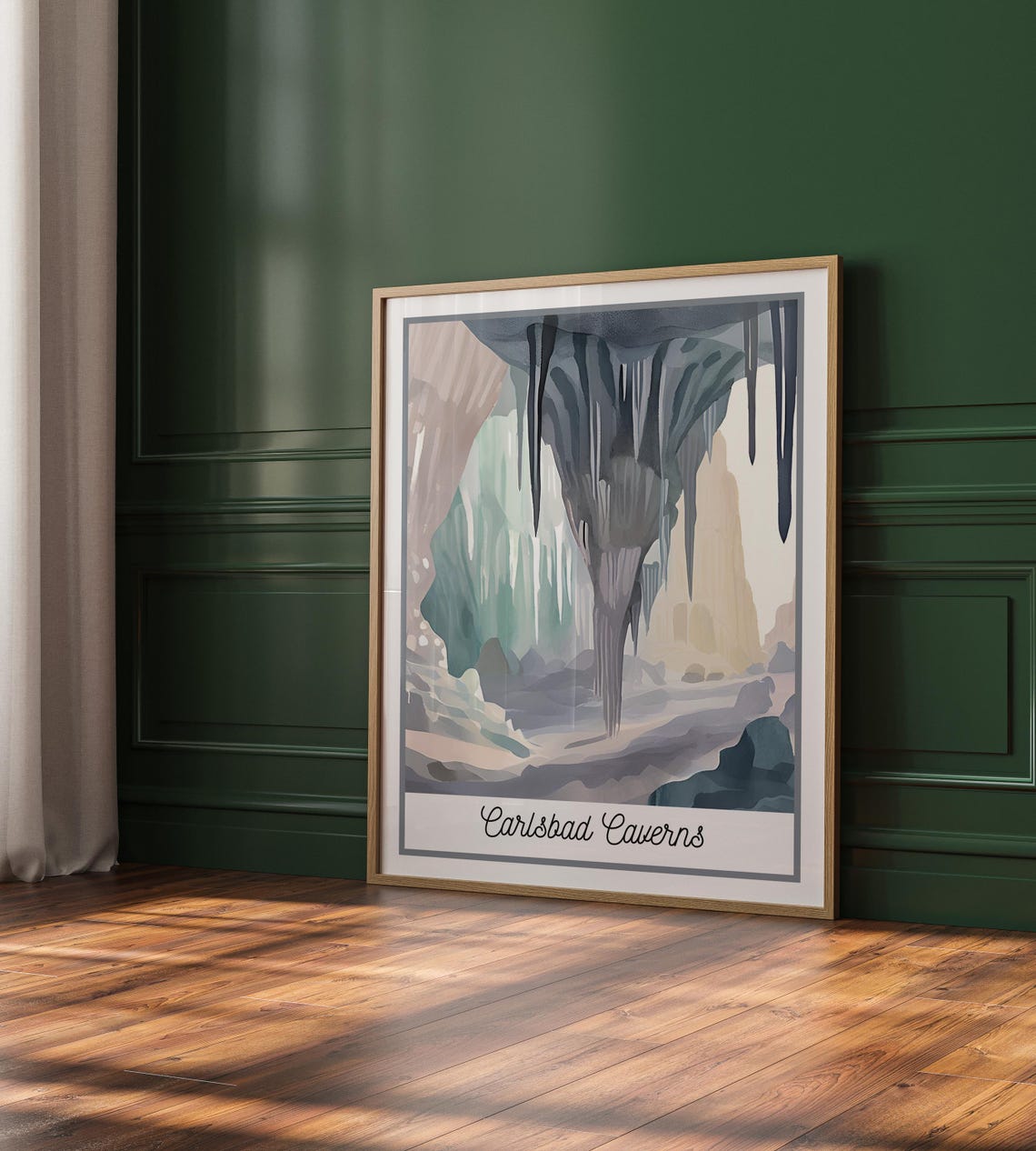 Carlsbad Caverns National Park Cave Stalactites Watercolor Poster