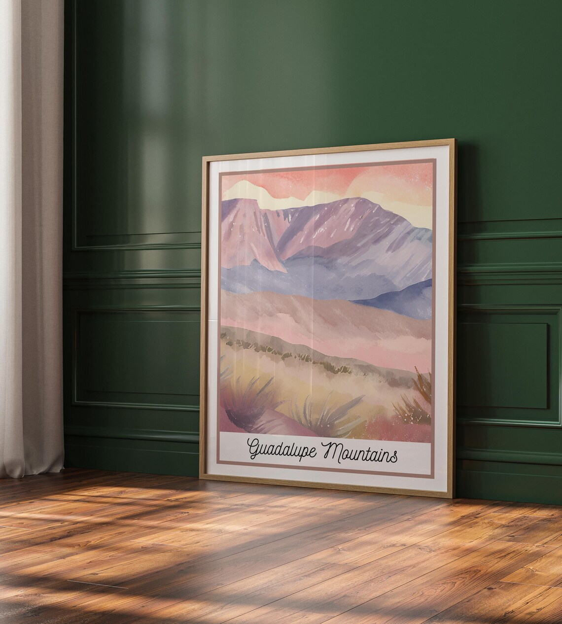 Guadalupe Mountains National Park Desert Watercolor Sunset Poster