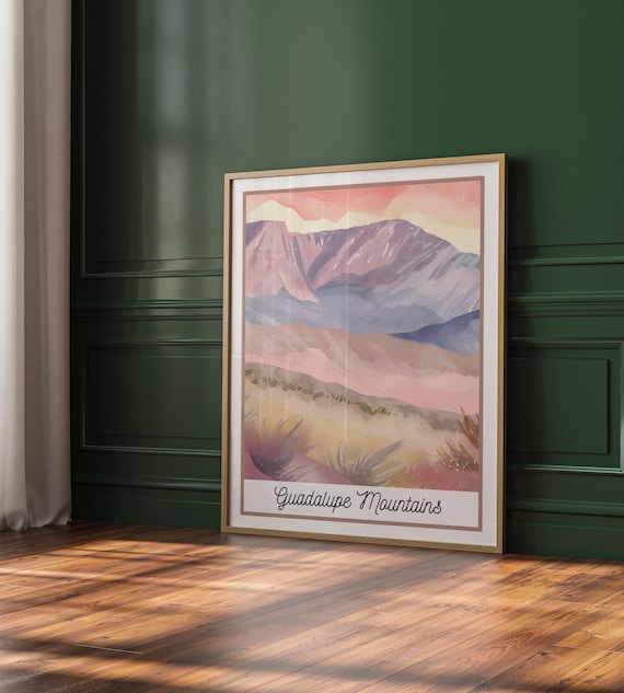 Guadalupe Mountains National Park Desert Watercolor Sunset Poster