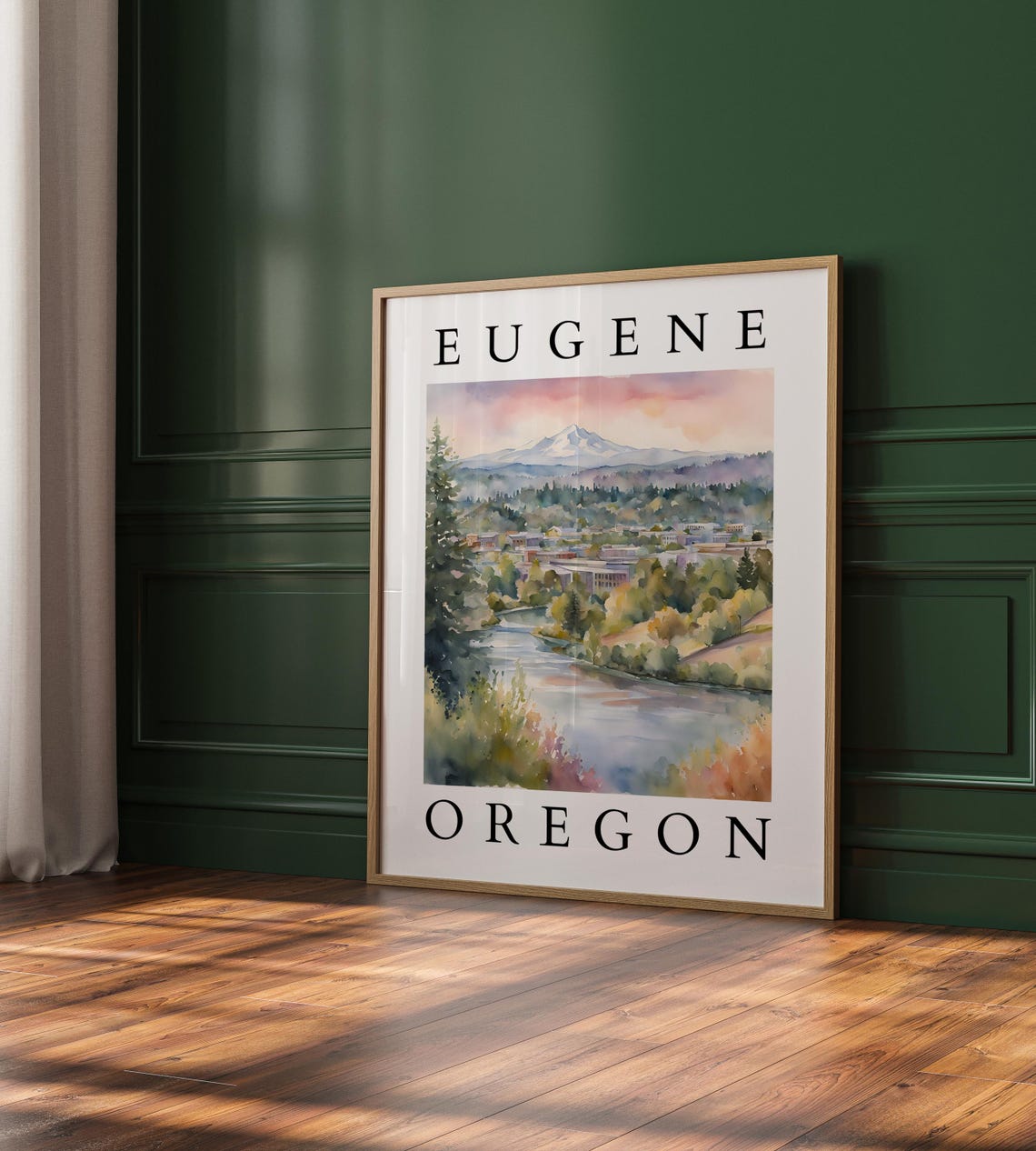 Eugene Oregon Wall Art Mountain Landscape Print Pnw Cityscape Decor