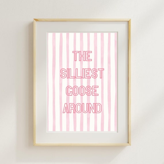 Silly Goose Wall Art Girls Nursery Decor Playroom Cute Poster Pink Kids Room