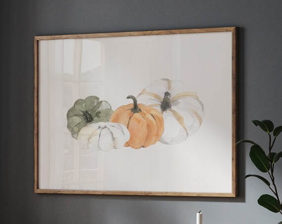 Watercolor Pumpkins Quartet Elegant Autumn Harvest Decor Poster