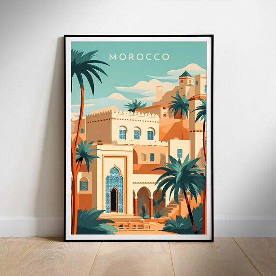 Printable Wall Art Morocco Retro Travel Poster Instant Hanging Decor New Home Gift