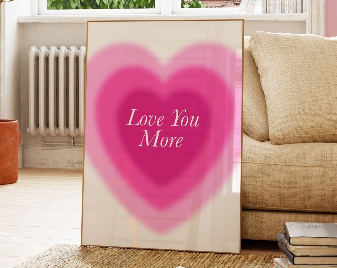 Pink Heart Aura Print Gradient Poster Law Of Affirmation Lucky Girl Syndrome Preppy College Dorm Decor For Girls Art
