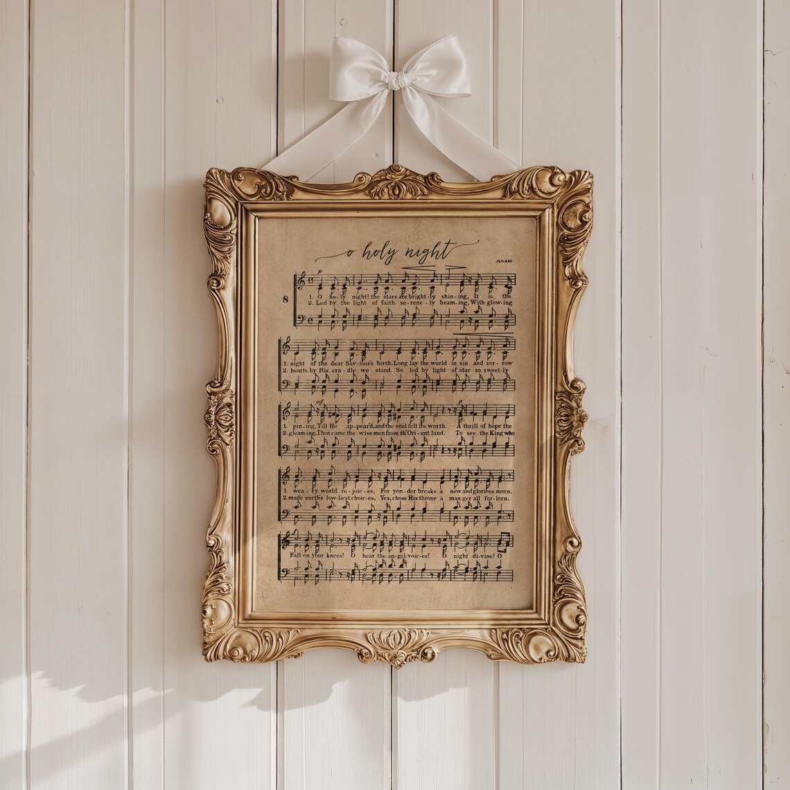 Oh Holy Night Rustic Retro Holiday Art Print