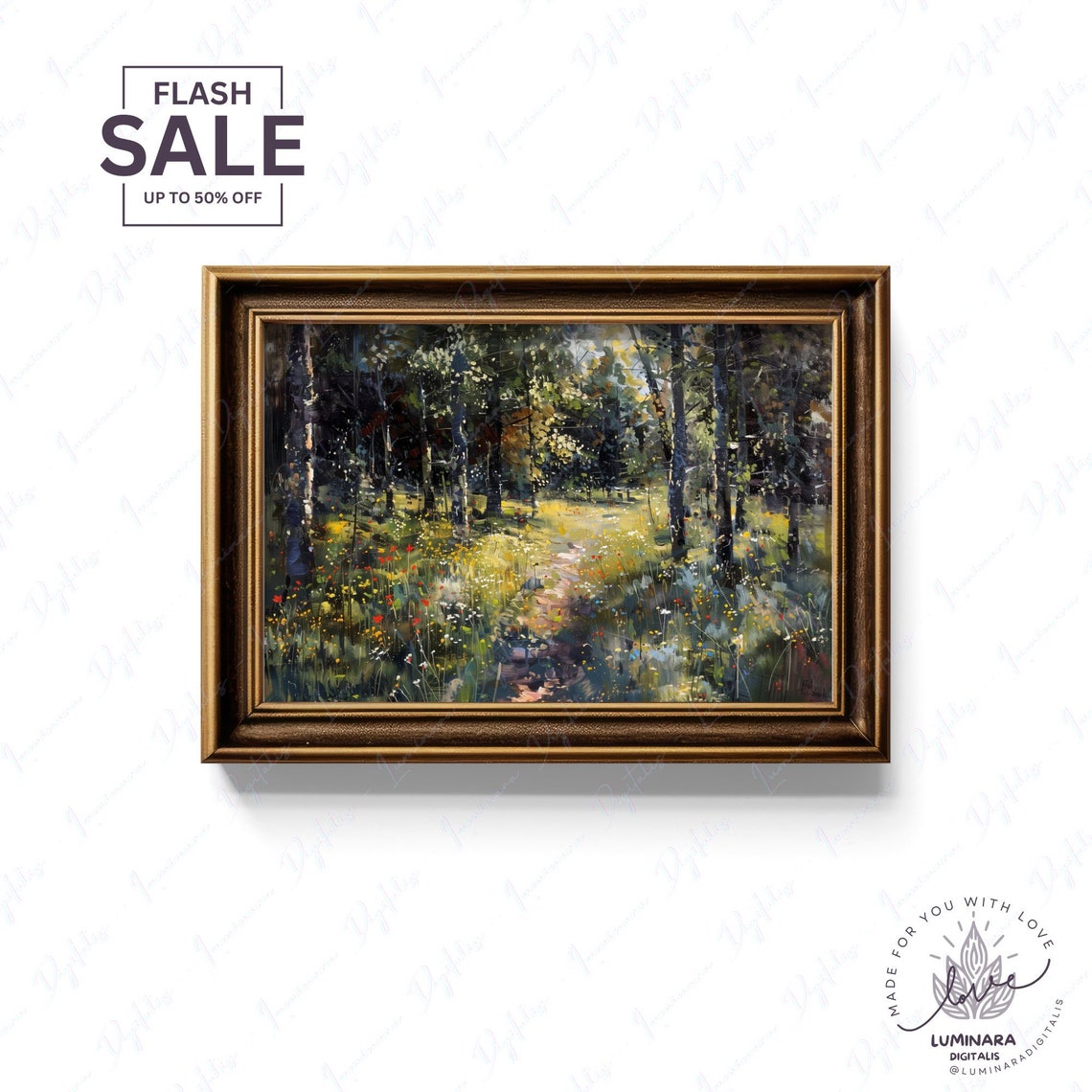 Wall Art Enchanted Forest Pointillism Print Art Decor 176 Non Personalized Wall Art - Image 2