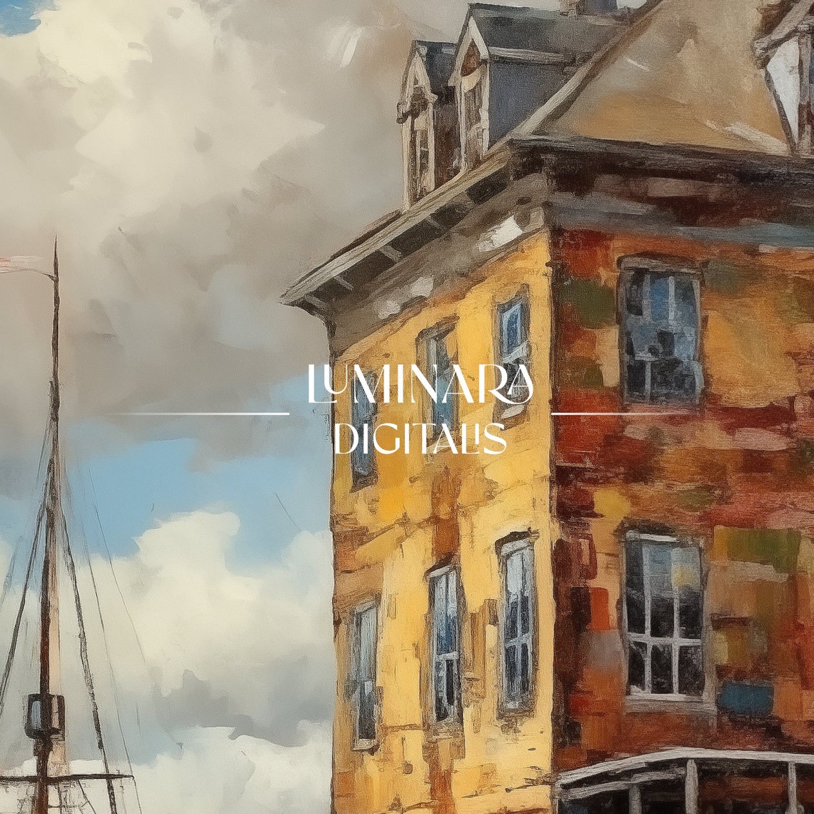 Historic Harbor Waterfront Buildings And Docked Boats Art Print - Image 3