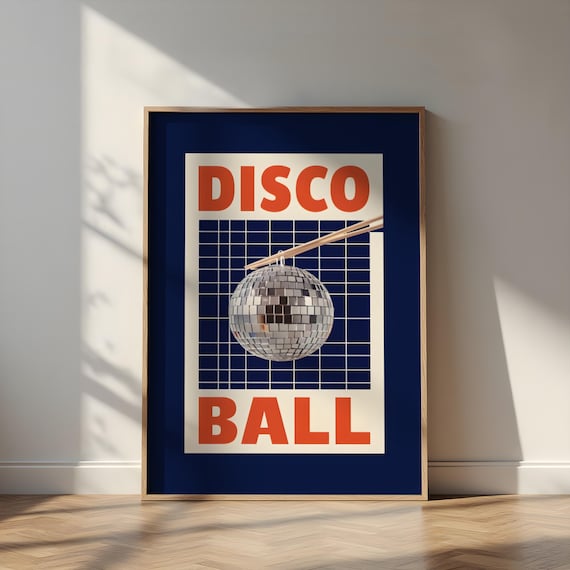 Disco Ball Exhibition Poster Y2k Maximalist Room Decor