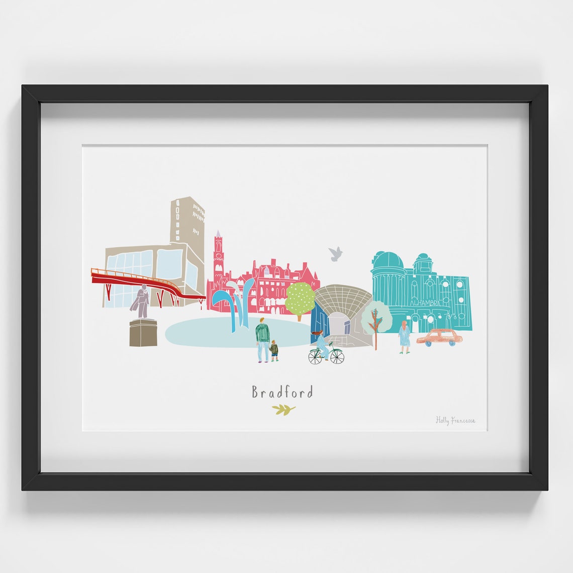 Bradford Skyline Cityscape Landmarks Art Print